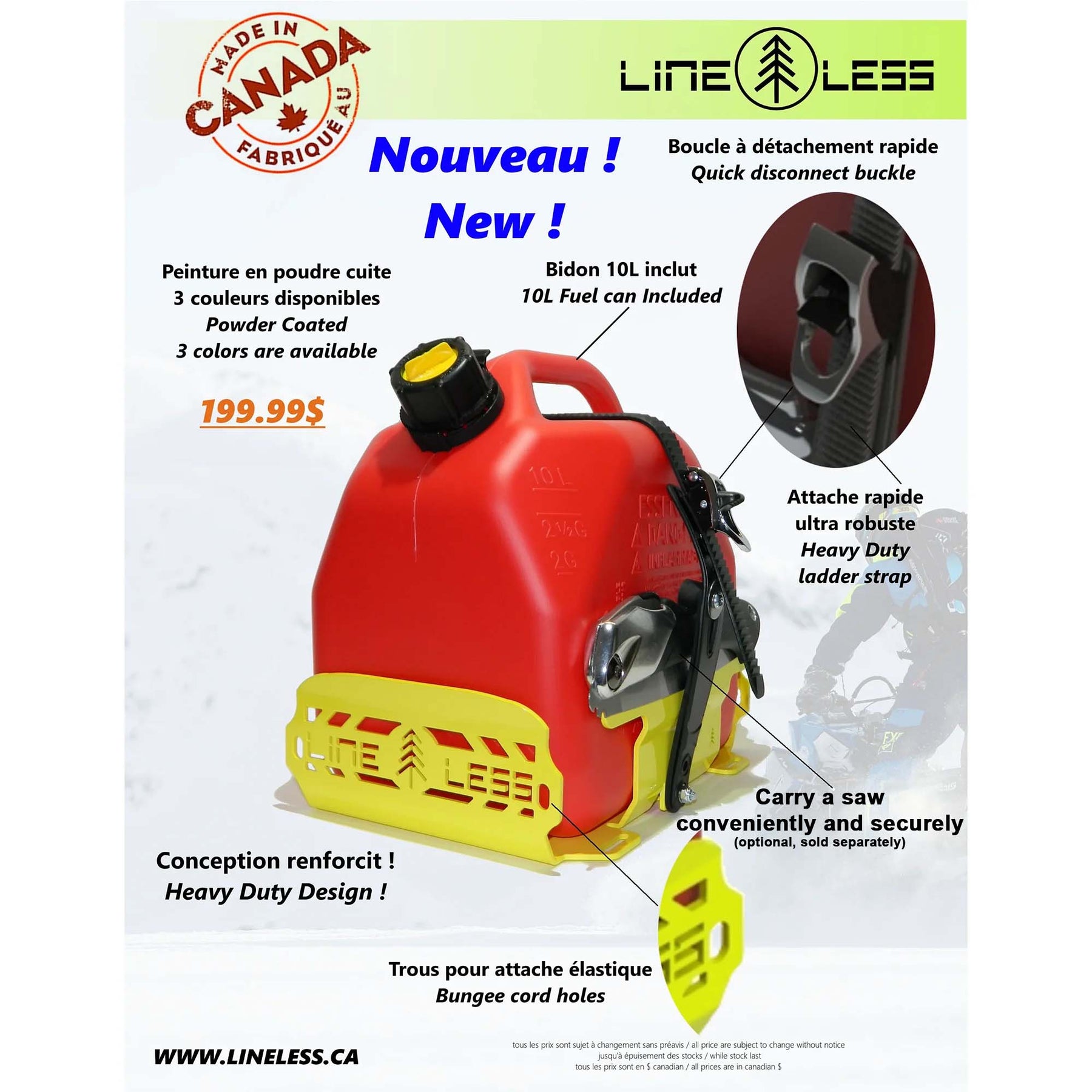 Black HD gas caddy / Support Ã bidon HD noir – C3 Powersports USA